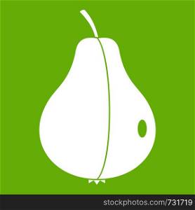 Whole pear icon white isolated on green background. Vector illustration. Whole pear icon green