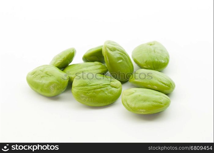 Whole petai beans isolated on white background