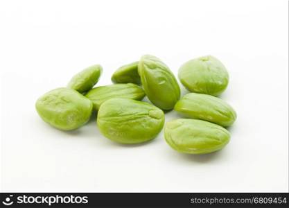 Whole petai beans isolated on white background