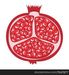 Whole pomegranate design juicy fresh fruit icon. Raw pomegranate flat cartoon illustration template.. Whole pomegranate design juicy fresh fruit icon. Raw red pomegranate flat cartoon illustration template.