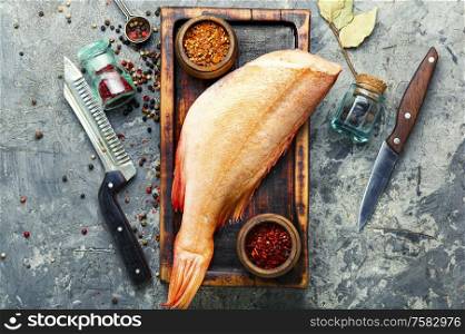 Whole raw fresh red perch or seabass.. Uncooked red perch