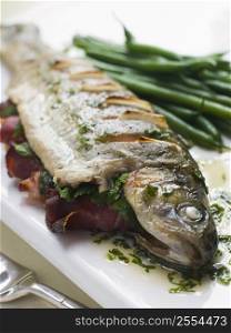 Whole River Trout with Jamon and Herb Butter