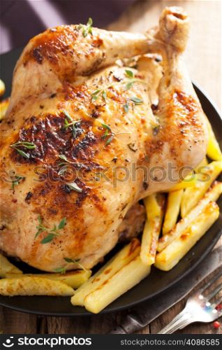 whole roasted chicken with pepper thyme potato