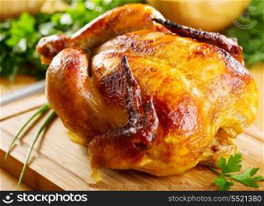 whole roasted chicken with vegetables