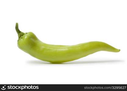 Whole single green Carliston peppers isolated on white background