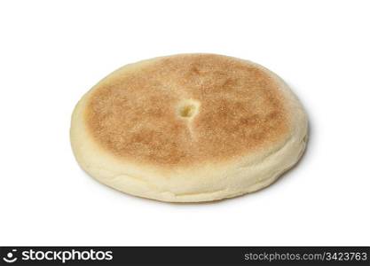 Whole single Homemade Moroccan bread on white background