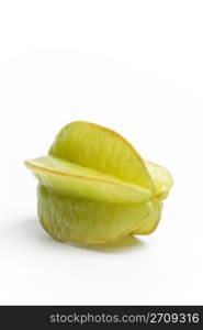 Whole starfruit on white background