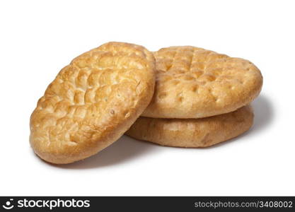 Whole Turkish white bread called pide on white background