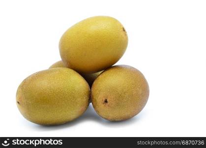 Whole yellow or gold kiwi fruit isolated on white background