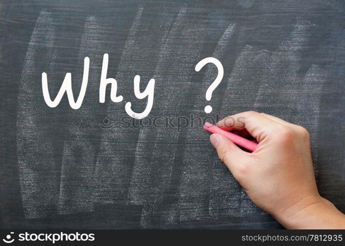 Why - written on a smudged chalkboard with chalk