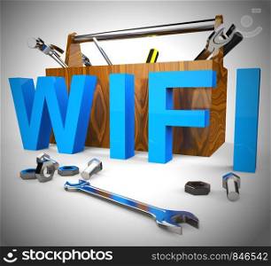 Wi-Fi concept icon means wireless internet connection access. Connected to the web using Airwaves - 3d illustration