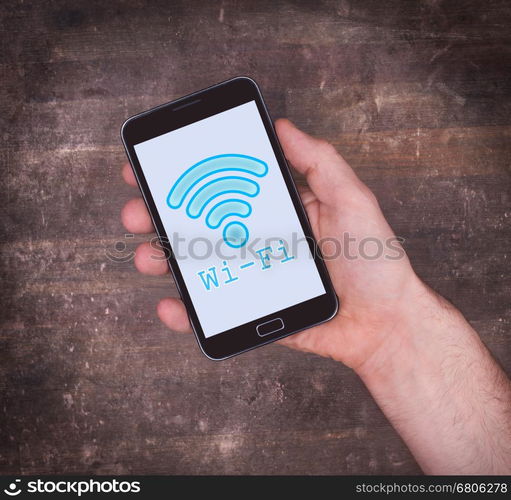 Wi-Fi on a mobile phone, vintage setting