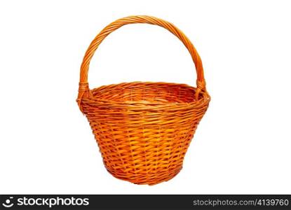 Wicker basket isolated on white.