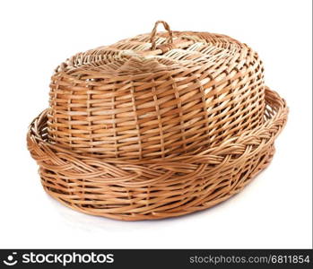 wicker basket isolated on white background