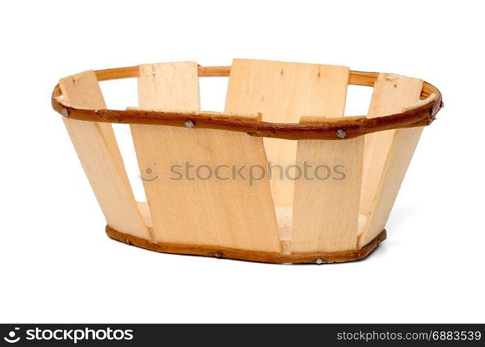 Wicker Basket Isolated on White Top View