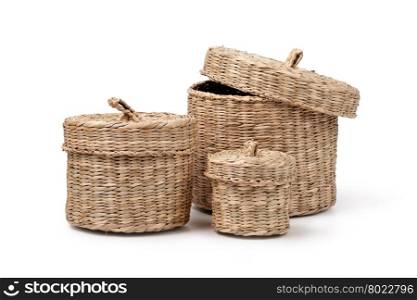 wicker basket . wicker basket isolated on white background
