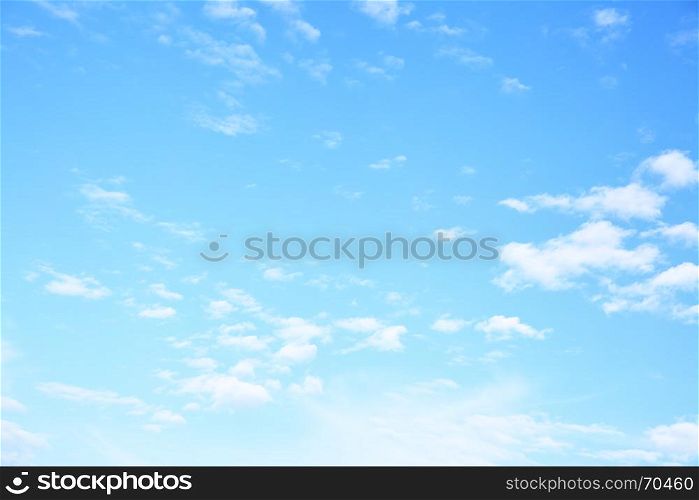 Wide angle shot of blue sky with clouds, may be used as background