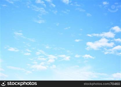 Wide angle shot of blue sky with clouds, may be used as background