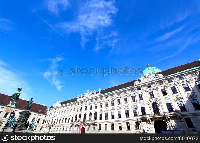 Wide angle shot of yard at Hofburg palace, Vienna, Austria&#xA;