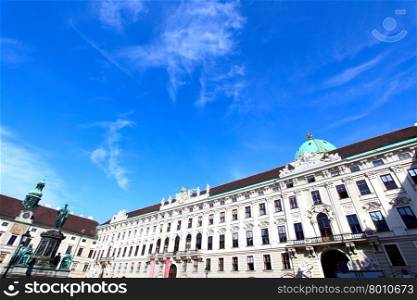 Wide angle shot of yard at Hofburg palace, Vienna, Austria&#xA;