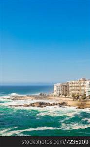 Wide angle view of Bantry Bay and apartments in Cape Town South Africa