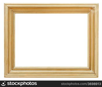 wide clacssical gilded picture frame with cutout canvas isolated on white background