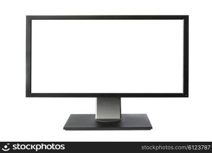 Wide lcd monitor with empty screen isolated on white background