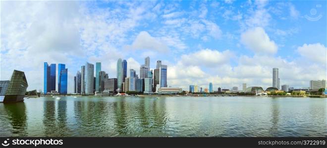 Wide panoramic view Singapore downtown