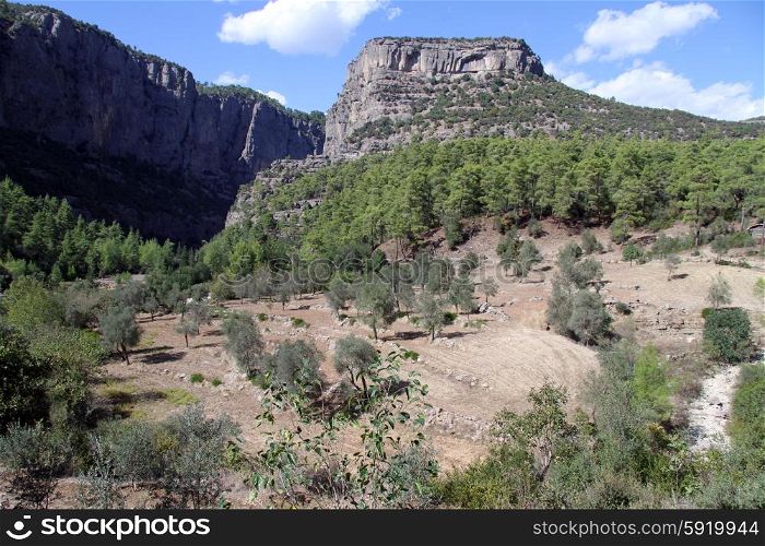 Wide part of Koprulu canyon in south Turkey