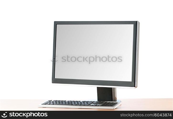 Wide screen computer isolated on the white