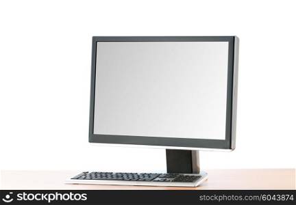 Wide screen computer isolated on the white