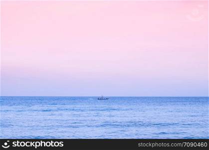 Wide summer tropical seascape pink tone Sunset or sunrise sky in Samui - Thailand tropical isalnd beautiful nature scenery in evening or morning