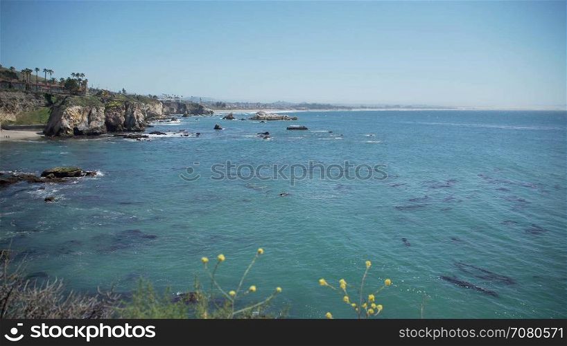 Wide view of the rugged coast of Pismo Beach,California