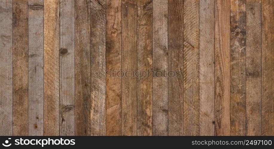 Wide vintage old wooden planks texture background flatlay