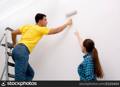 Wife and husband family doing home improvements