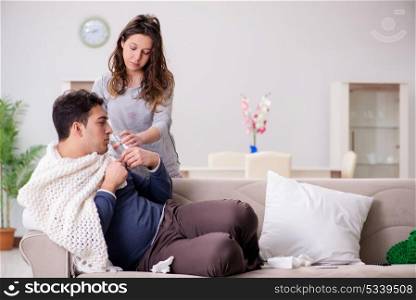 Wife caring for sick husband at home