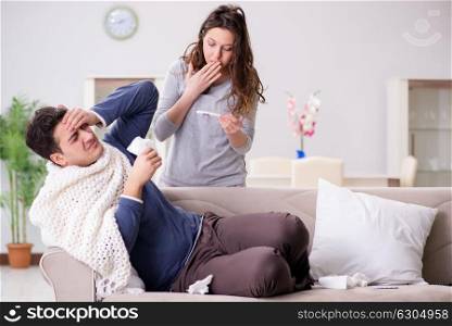 Wife caring for sick husband at home