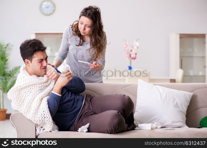 Wife caring for sick husband at home