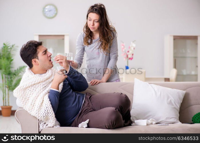 Wife caring for sick husband at home