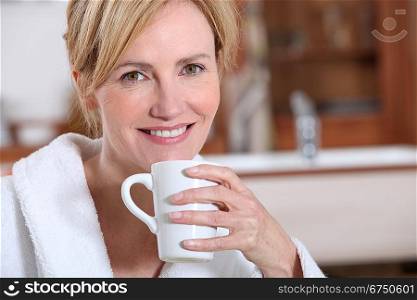 Wife having a cup of tea