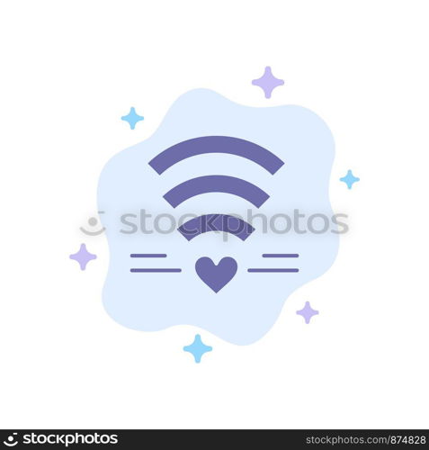 Wifi, Love, Wedding, Heart Blue Icon on Abstract Cloud Background