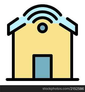 Wifi smart home icon. Outline wifi smart home vector icon color flat isolated. Wifi smart home icon color outline vector