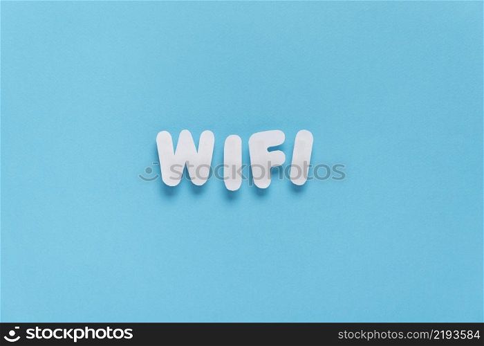 wifi text spelled out with plain background