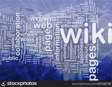 Wiki pages background concept. Background concept wordcloud illustration of wiki pages international