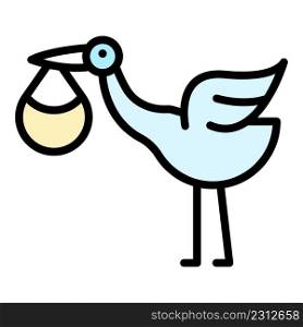 Wild baby stork icon. Outline wild baby stork vector icon color flat isolated. Wild baby stork icon color outline vector