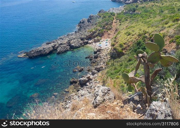 Wild beautiful coast in the West of Sicily natural reserve.