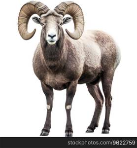 Wild big horned sheep isolated on transparent