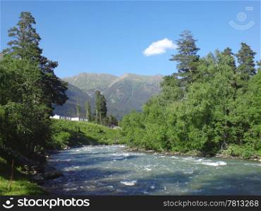 Wild caucasus river Zelenchuck. Arhyz. Cherkessia republic