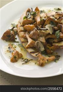Wild Mushrooms Sauteed in Garlic Butter with Char grilled Baguette and Black Truffle
