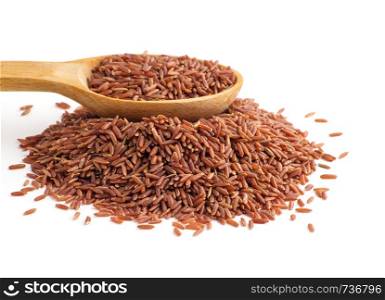 Wild red rice pile isolated on white background